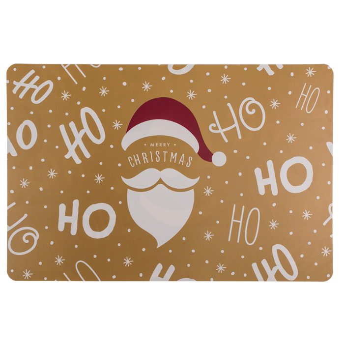 Polypropyleen placemat HO HO Santa, ca. 43,5 x 28,5 cm, 4 assorti kleuren