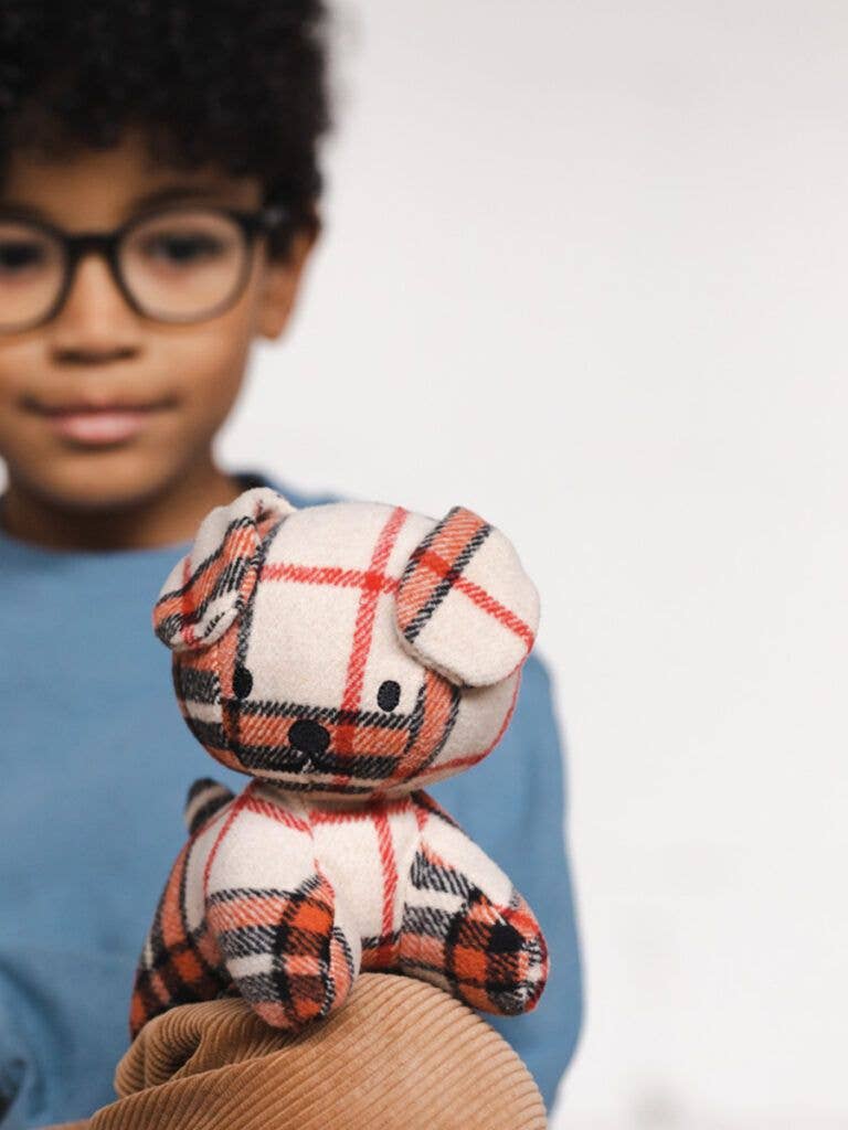 Miffy & Friends beige Snuffie de hond met ruitjes knuffeldier