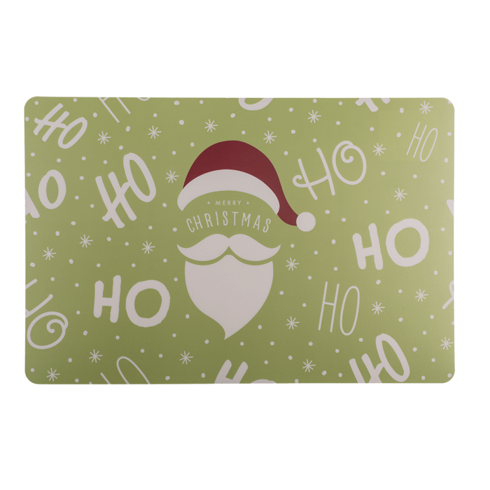 Polypropyleen placemat HO HO Santa, ca. 43,5 x 28,5 cm, 4 assorti kleuren
