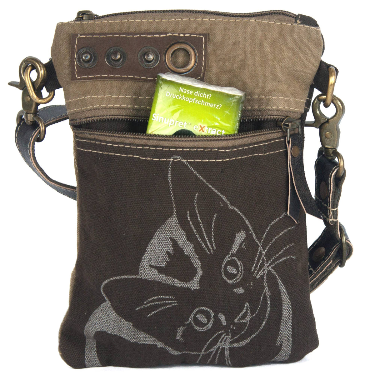 Sunsa damestas met vintage look met kattenprint