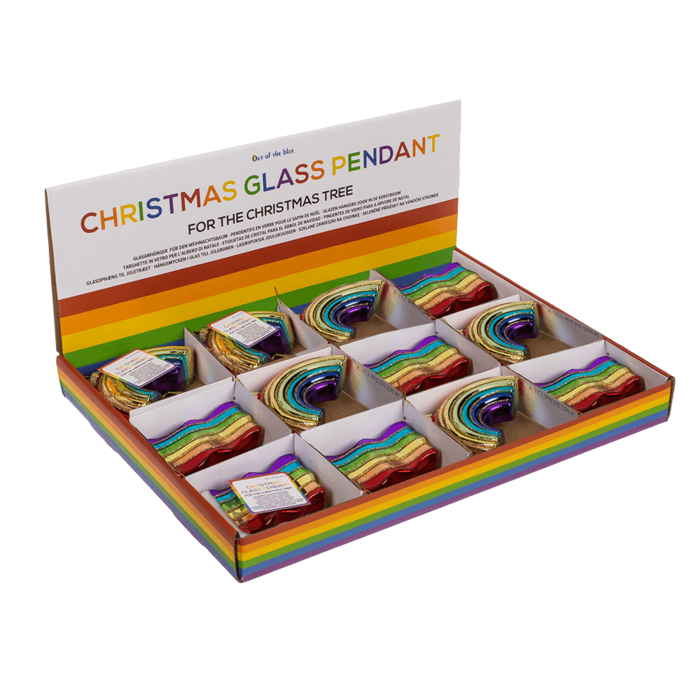 Glazen hanger voor kerstboom, Pride, 10 x 6 cm, 2 assorti, 12 stuks