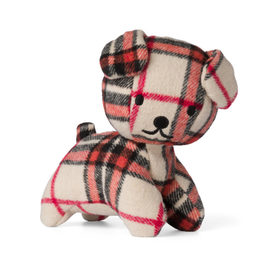 Miffy & Friends beige Snuffie de hond met ruitjes knuffeldier