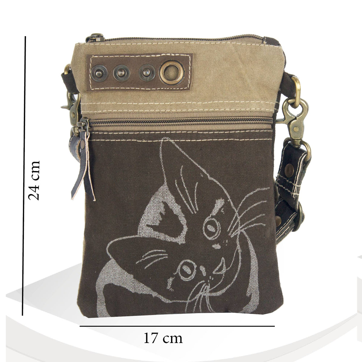 Sunsa damestas met vintage look met kattenprint