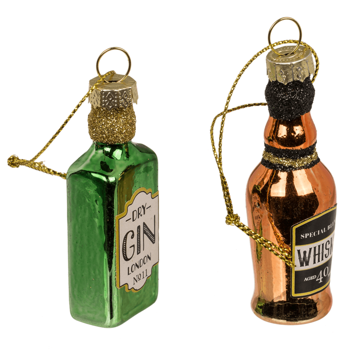 Glazen kerstboomhanger, Celebration Champs, set van 4