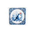 Tegeltje blauwe kerst vogel
