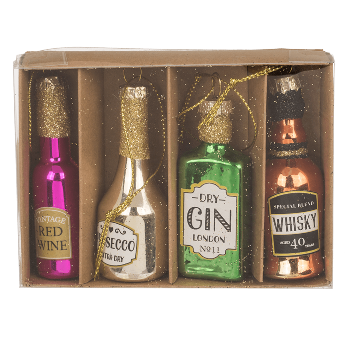 Glazen kerstboomhanger, Celebration Champs, set van 4