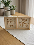 Houten schilderijtje opa